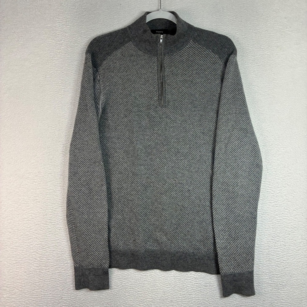 Theory Cashmere Quarter Zip Sweater Men S Gray Donners MK Preppy Luxury Pullover